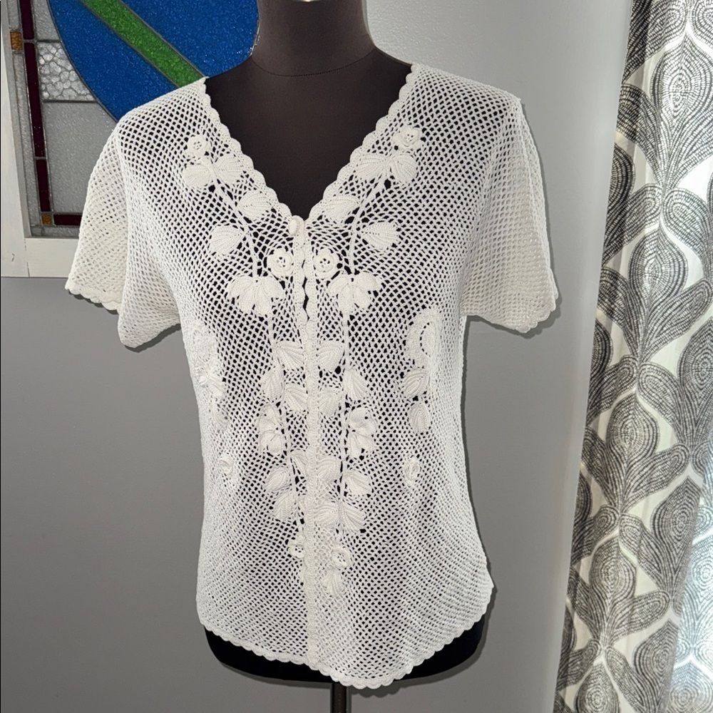 April Cornell Vintage Crocheted Cardigan SZ Medium